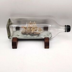 Vintage Ship in a Bottle 1840 British Whaling Ship "Diana" on Stand